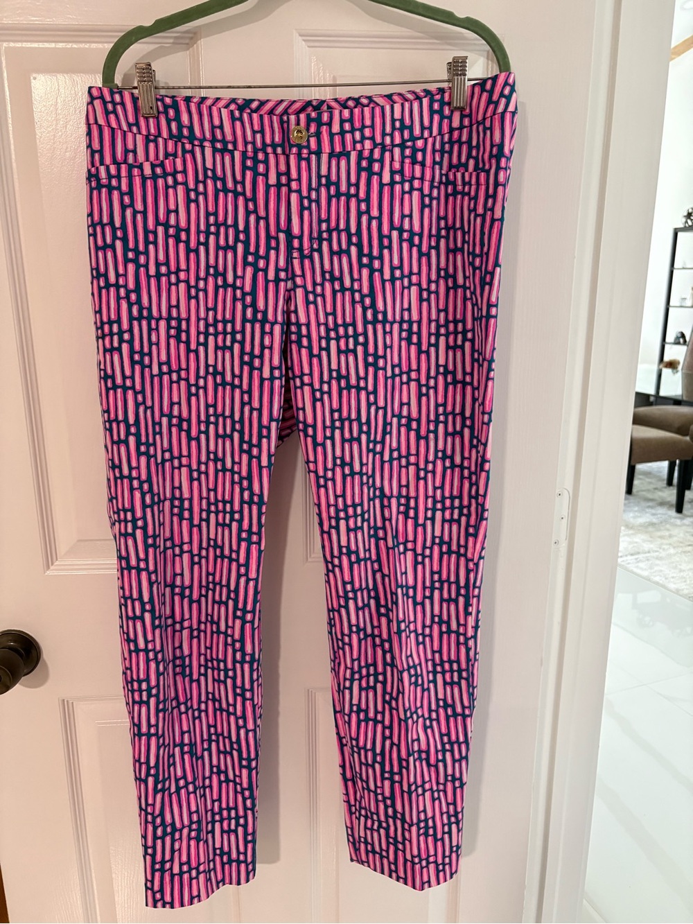 Lilly Pulitzer Pink and Navy Geometric Pants